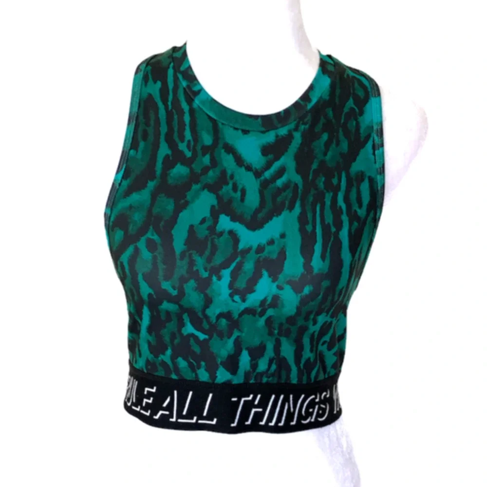 Pam & Gala Green Animal Print Sports Bra Size Small